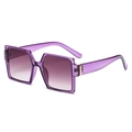 Retro oversized square sunglasses in transparent purple with gradient lenses and gold accents - Transparent Purple Frame Gradient Purple