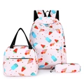Three-piece pink school set with backpack, lunch bag and pencil case in ice cream print - Summer Drink Fruit (16)