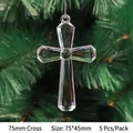 Five pack of clear acrylic 75mm cross ornaments for Christmas tree hanging decoration - 75mm Cross Pendant