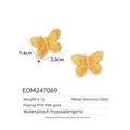 Detail of hollow butterfly stud earring in 18k gold pvd plated stainless steel - Exquisite Butterfly Studs (EOM247069)