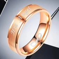 Anello in acciaio inossidabile oro rosa con finitura spazzolata e incisione His Angel - US 6 / Stile Oro Rosa His Angel