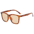 Classic square leopard print sunglasses with light amber lenses for a stylish retro look - Leopard Frame Tea Lens