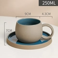 Beige ceramic coffee cup and saucer set with deep blue glazed interior and 250ml capacity - 250ML / Blue