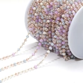 3mm faceted amethyst purple and multi-colored glass bead chain with gold wire link - 3mm Mixed Color Crystal Gold Chain Style 11
