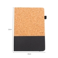 Eco-friendly A5 cork and black fabric spliced notebook with elastic pen loop 21x15cm - A5 Natural Wood Splicing Black