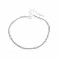 Bracciale minimalista a doppio strato in argento S925 con perline per donna - Argento 925 / Oro Bianco