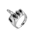 Vintage silver alloy middle finger ring with hollow carved pattern and retro finish - Middle Finger Gesture (R-105)