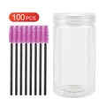 100 pcs disposable spiral eyelash brushes with pink bristles in a clear storage tube - 100 Packs / Black Handle - Purple Red Bristles