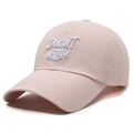 Lightweight breathable light pink baseball cap with white 3D embroidery and laser holes - Pink