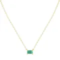 Elegant gold necklace with a rectangle green gemstone pendant in four-prong setting - 925 Silver / Gold