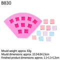 Pink silicone mold with 12 square cavities for making mini chocolate or plaster cubes - 4# Square Shape (B830) / Pink