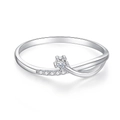 Anello in argento sterling S925 con scintillante zircone centrale e pavé lungo la fascia - US 6 / Oro Bianco