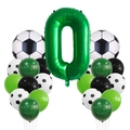 Soccer theme party balloon set with green number 0 foil and printed latex balloons - Number 0 Set