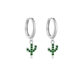 S925 Sterling Silber Kaktus Creolen mit grüner Zirkonia-Pflasterung für Damen - 925er Silber / Platin (Grüner Stein) Kaktus