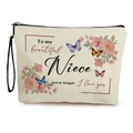 Neceser de lona floral para sobrina con estampado de mariposas y mensaje - Estilo floral para mi bella sobrina (SN-568)