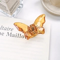 Elegant amber transparent butterfly hair claw clip with golden spring for women - Small 2.5cm / Orange