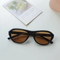 Retro-Oversize-Sonnenbrille in Schwarz mit braunen Gläsern und Metallnieten - Dunkelbraun