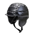 Chapka thermique d'hiver en noir brillant, coupe-vent avec protège-oreilles et boucle - Taille unique / Gris