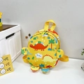 Cute yellow cartoon dinosaur backpack for kids with colorful prints and 3D decorative wings - Yellow