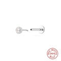 S925 sterling silver flat back cartilage stud with clear sparkling zircon inlay - #7 Classic Solitaire / White Gold