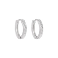Elegant S990 sterling silver hoop earrings with a faceted diamond-cut pattern design - 99 Silver / Plain Silver 990