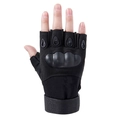 Taktische Halbfinger-Handschuhe in Schwarz mit Knöchelschutz und Klettverschluss am Handgelenk - M / Mikrofaserimitat Schwarz