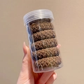 Brown woven hair ties in a transparent jar for high ponytail styling and elastic hold - 6 Pieces in Jar / Brown
