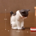 Miniature 3cm grey and white resin cat figurine for micro landscape or desk decor - No.11 Bowing Calico Cat