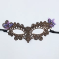 Vintage bronze lace masquerade mask with purple butterfly accents and rhinestones - Butterfly Bronzing Mask-Coffee