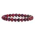 Macro shot of 8-10mm red and blue gradient natural stone beads on an elastic bracelet - Violet Blue