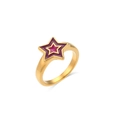 Bohemian gold star ring with layered purple and pink enamel fill on a white background - US 7 / Dual-tone Purple