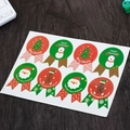 Christmas gift seal stickers with Santa and snowman patterns on festive red and green ribbons - TZ42 [8 Stickers/Sheet]