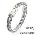 Pulsera de acero inoxidable plateado con patrón, medidas 220x13mm y peso de 67g - 22cm / Plata Antigua