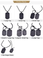 Polished black stainless steel military dog tag pendant with beaded chain necklace set - Matte Black