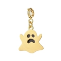 Goldener Halloween Geist Anhänger mit schwarzen Emaille-Augen und Karabinerhaken - Geist (Federverschluss)