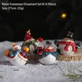 Set of 4 mini resin snowman figurines with colorful scarves for Christmas tabletop decor - Snowman Style B (Set of 4)
