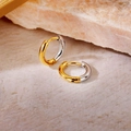 Two-tone mixed gold and silver chunky round hoop earrings with a hinged closure - Inner Diameter 10mm / Two Colors