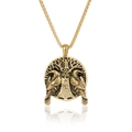 Collar colgante de cuervo vikingo nórdico vintage con árbol de la vida dorado y nudos - Con Cadena / Dorado