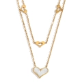 Dubbellaagse ketting met 18K goudvergulding en hartvormige hanger van parelmoer - Hart dubbellaagse ketting - Goud