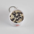Realistic black rice porridge bowl keychain with metallic ring and white base - Large / Sesame Sago Dew Keychain