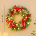 Christmas wreath with pine needles, red ornaments, and LED lights, 40cm diameter - Red Christmas Ball / 40cm/With Light