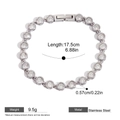 Silver stainless steel tennis bracelet with zircons, size 17.5cm, hypoallergenic and waterproof - Silver Round Clear Stone Style (JDB0112063-S)
