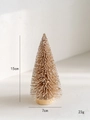 Mini 15cm Champagner Weihnachtsbaum mit Schneeeffekt und Holzfuß für die Tischdeko - 15cm Champagner