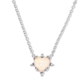 Collana placcata in argento con ciondolo in opale a cuore e accenti di micro diamanti - Collana a Cuore / Argento