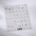 Sticker à ongles ultra-fin motif jasmin et carreaux roses, modèle TS-3944 - Fleur de Jasmin (TS-3944)