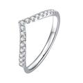 Fashionable V-shaped S925 sterling silver ring with sparkling moissanite stones - US Size 5 / V-Shaped