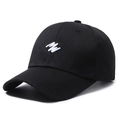 Classic black cotton baseball cap with white wave embroidery logo for outdoor sports - Adjustable / Black