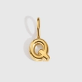 14K gold plated bubble letter Q pendant for DIY necklace and bracelet jewelry making - Letter Q / Gold