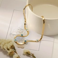 Vergoldete Schlangenkette mit vier blauen Augen-Anhängern in minimalistischem Design - X591-Gold Böser Blick