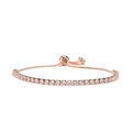 Elegant 3mm rose gold adjustable tennis bracelet with round cubic zirconia in 4-claw setting - Rose Gold